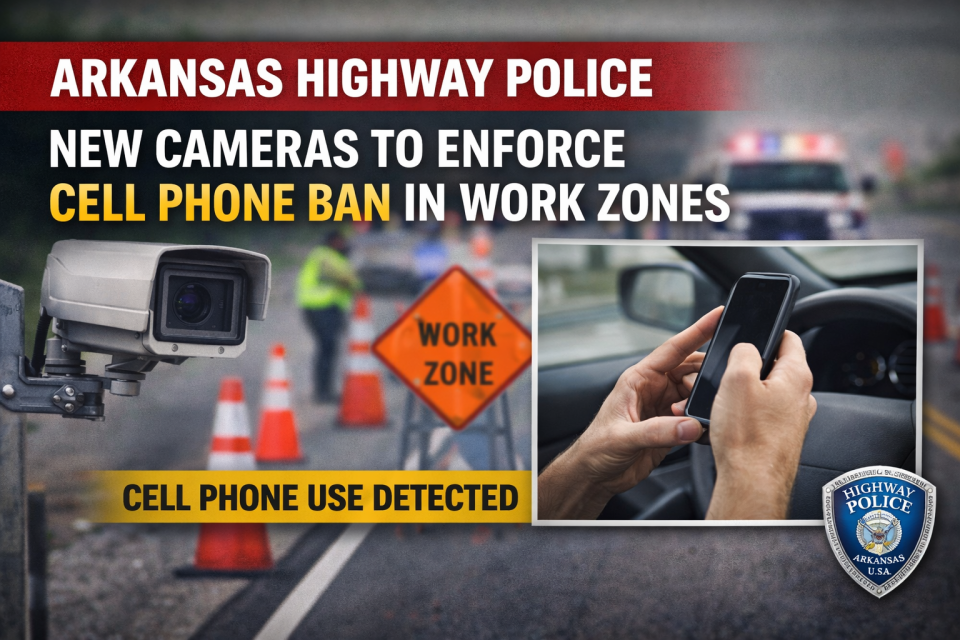 Arkansas Highway Police to Use New Cameras to Enforce Cell Phone Ban in Work Zones