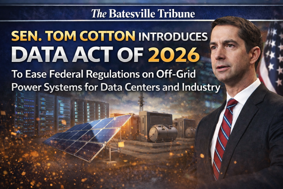 Sen. Tom Cotton Introduces Data Act of 2026 to Ease Federal Regulations on Off-Grid Power Systems for Data Centers and Industry
