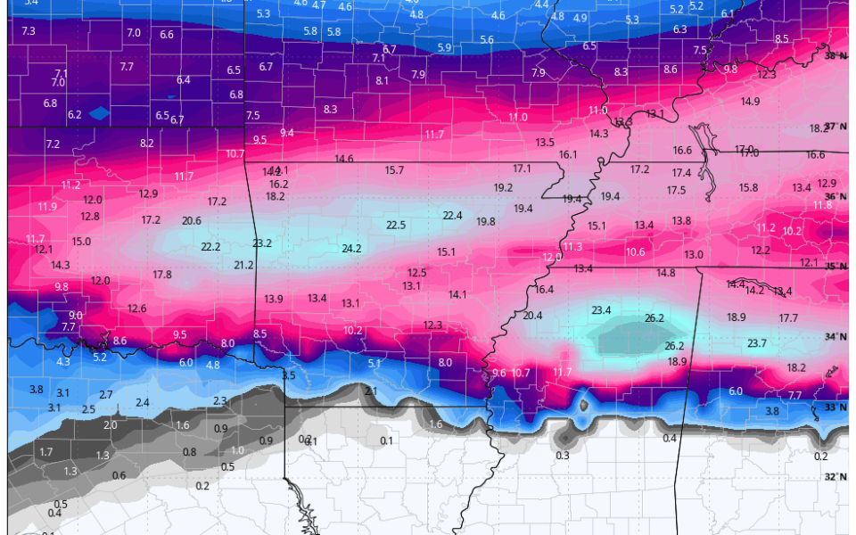 Extended forecast signals snowy stretch across Arkansas into early February