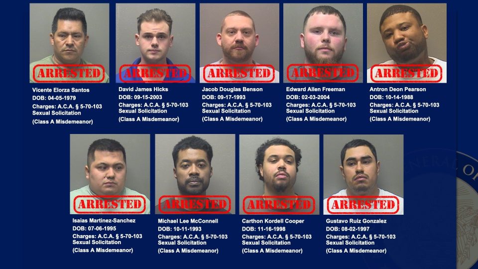 Nine Arrested in Hot Springs Sting Targeting Sexual Solicitation Websites, AG Griffin Announces