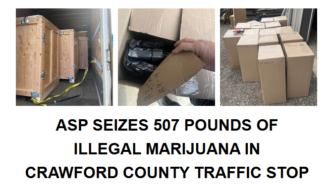 ASP seizes 507 pounds of illegal marijuana in Crawford County traffic stop