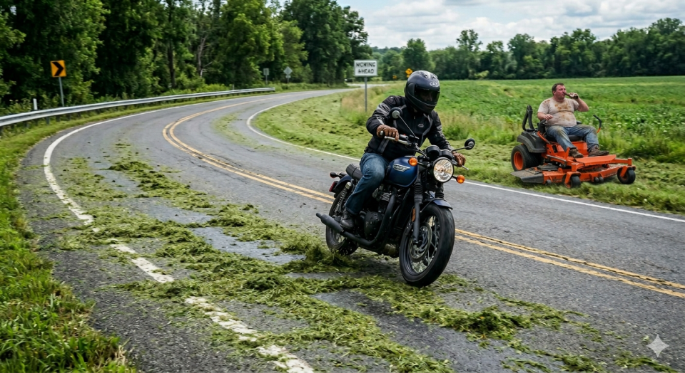 Mowing Lawns and Road Safety: Why Grass Clippings on Roads Can Be Dangerous for Motorcyclists